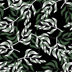 Seamless abstract tropical background with leaves.