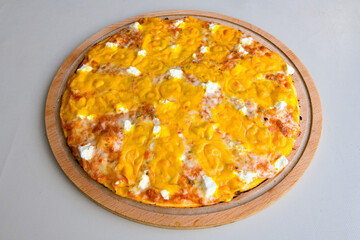 Delicious mixed pizza with rich content. Menu concept of choice and diversity. Karisik pizza