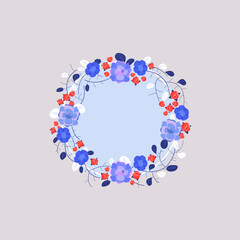 Bouquet of winter seasonal flowers. Isolated realistic flowers, branches, leaves vector image. Design for invitation card, photo frame, poster, scrapbook, fabric, notepad.