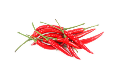 Isolated red ripe chili on white background soft and selective focus