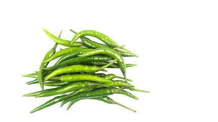 Isolated green unripe chili on white background soft and selective focus - obrazy, fototapety, plakaty
