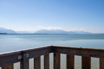 landscape of lake chiemsee at the viewpoint
