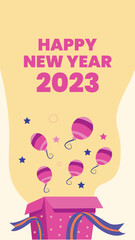 Happy new year celebration with balloon vector for social media vector