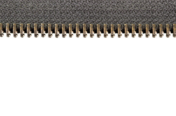 Open zipper detail as a banner line, PNG isolated on transparent background