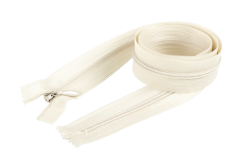 Long white invisible zipper roll, PNG isolated on transparent background