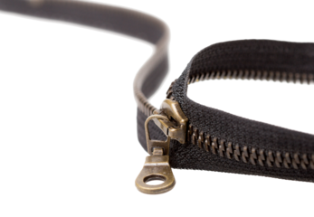 Zipper lock on open zipper, PNG isolated on transparent background