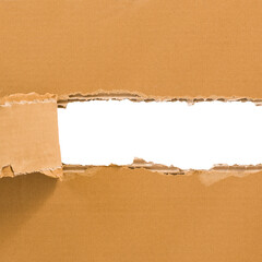 Cardboard with torn strip in the middle revealing your design, PNG isolated on transparent background