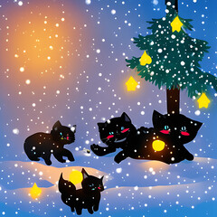 Naklejka premium Gatos navideños
