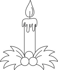 Christmas candle flat icon Winter postcard decor element