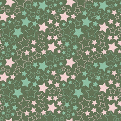 green star seamless pattern for design and decoration, vector illustration star textile - obrazy, fototapety, plakaty