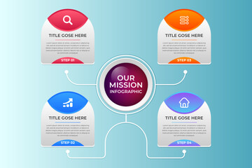 Naklejka premium Creative infographic concept vector template illustration. Business infographic with 4 steps concept.