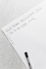 New years resolutions written on paper, handwritten resolutions for 2023