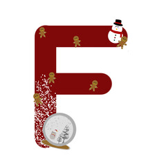 red letter f, santa claus with christmas ball