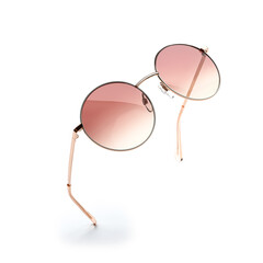 Sunglasses in flying isolated on white and grey background. Retro sunglasses summer woman fashion...
