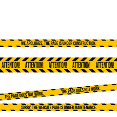 Warning tapes set for construction and crime. Vector illustaration. Warning tapes for web.