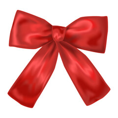 Red silk bow. Realistic  illustration on a white background. Vector 10eps - 551851607