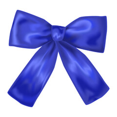Blue silk bow. Realistic  illustration on a white background. Vector 10eps