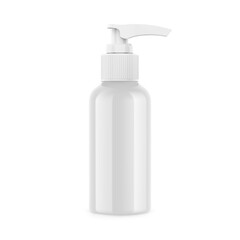 Glossy plastic bottle with dispenser mockup for liquid soap, shampoo, shower gel, lotion, body milk. 3d render illustration