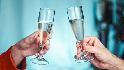 Toasting Champagne goblets for new year