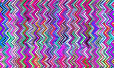 Zig-zag multicolor pattern with overall pink colors feeling, movement, geometric rhythm