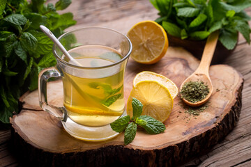 Tea with lemon and mint (Turkish name; nane limon cayi)