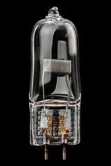 Halogen light bulb isolated on a black background.
