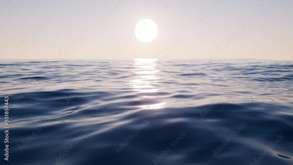Poster loop animation of empty water surface, 3d rendering.