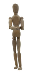 Wooden jointed figure posed as if standing and applauding, clapping