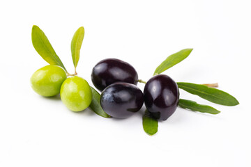 Green olive on the white background