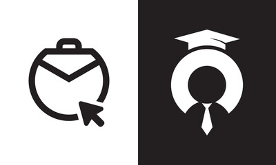 find job logo design. creative education search work symbol icon vector.