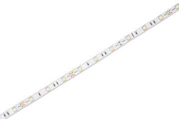Unwinding Roll of LED Lights Cut Out. Diode strip. Led lights tape close-up