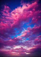 Colourful cloudscape, vertical shot.	