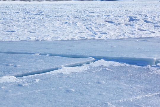 Winter ice landscape. Nanural winter background.