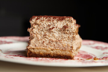 tiramisu close-up in a beautiful plate