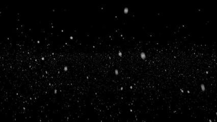 Real snow on black background. Snow overlay effect on the black background for photos. White Powder...