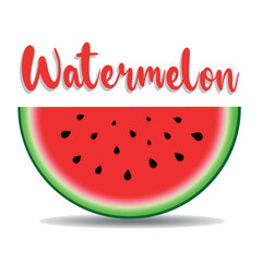 Summer. Cartoon watermelon, hand drawing lettering, decor elements. Summer colorful vector illustration, flat style. design for cards, print, posters, logo, cover