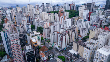 Many buildings in the Jardins neighborhood in Sao Paulo, Brazil. Residential and commercial...