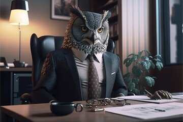Digital illustration about animal in the office.