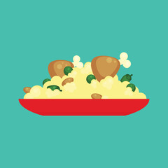 Biryani Iran North India Food. Design with cartoon style.