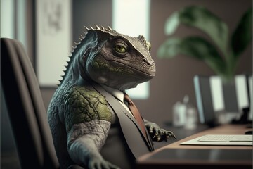 Digital illustration about animal in the office.