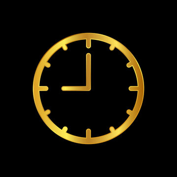 gold clock vector icon