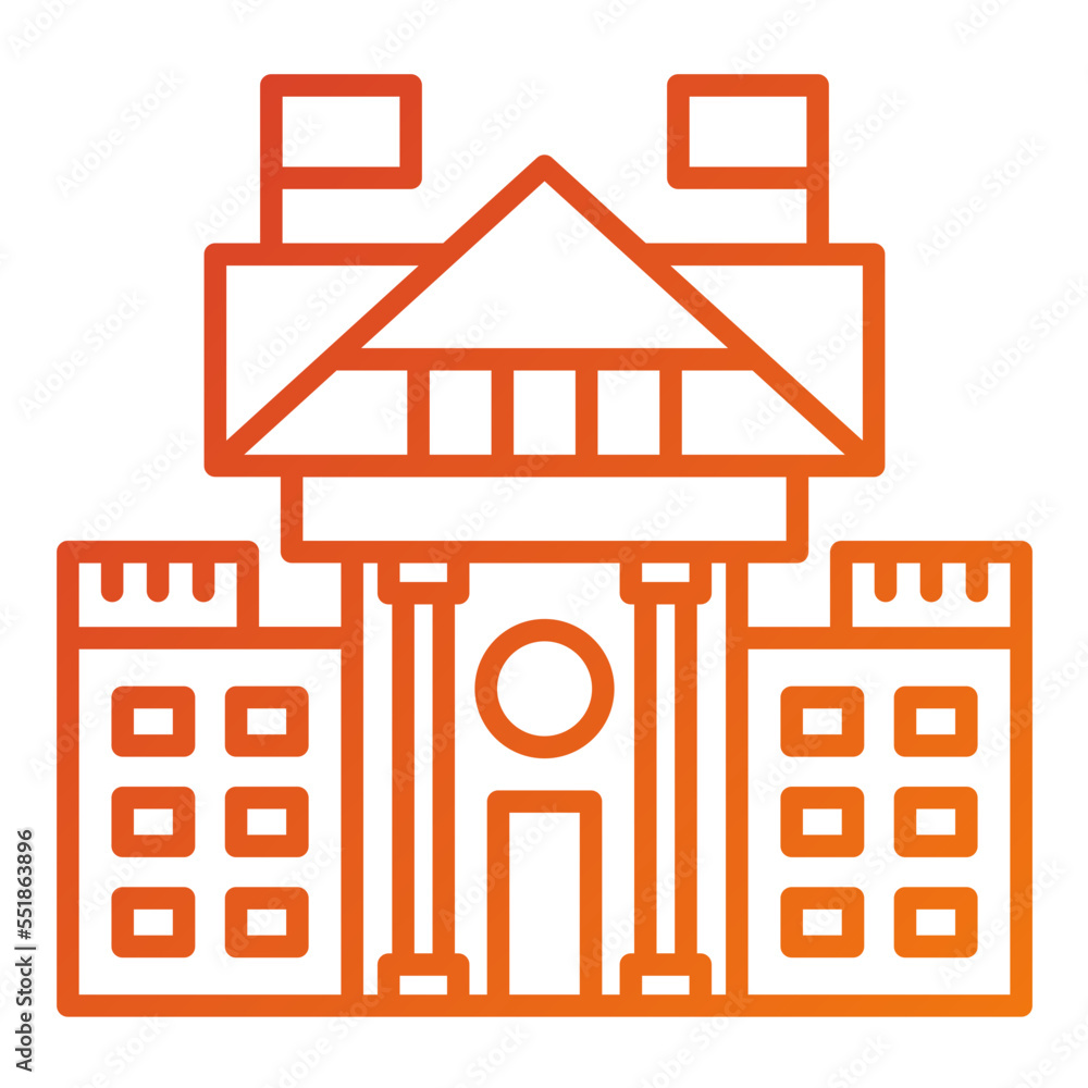 Sticker white house icon style