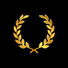 golden laurel wreath vector logo template