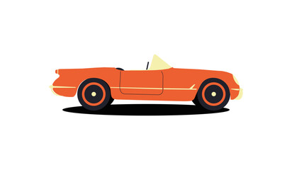 Red chevrolet car in retro style on white background. Vintage retro. Vintage vector illustration.