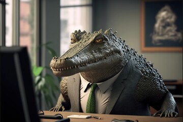 Digital illustration about animal in the office.
