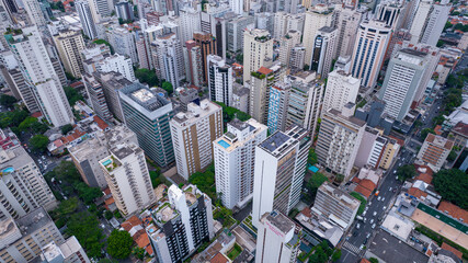 Many buildings in the Jardins neighborhood in Sao Paulo, Brazil. Residential and commercial...