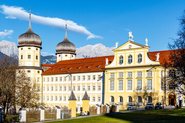 Exterior of Stams Abbey in Stams, Tirol, Austria, Europe