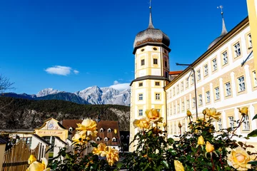 Fotobehang Exterior of Stams Abbey in Stams, Tirol, Austria, Europe © jeeweevh