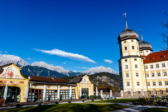 Exterior of Stams Abbey in Stams, Tirol, Austria, Europe