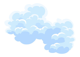 Cartoon clouds. Abstract white cloudscape icon symbol. cloudy landscape or simplicity nature aerial panorama. Round shapes in flat style